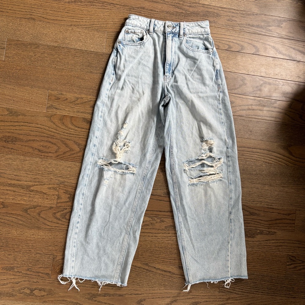 Garage Blue Boyfriend Jeans Distressed. Only worn Once!!